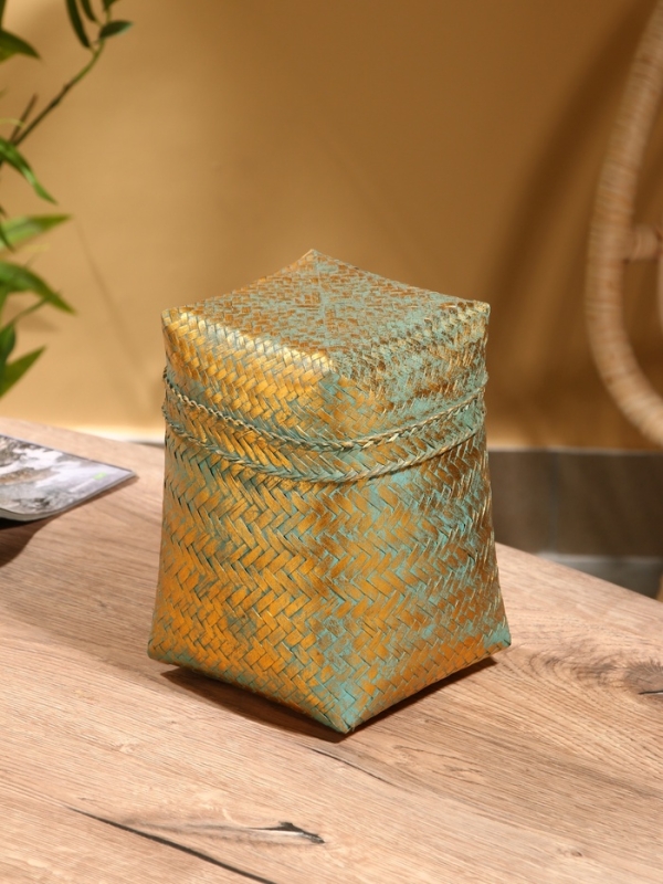 Корзинка плетеная "Голден" 16х16х23 см, голубой