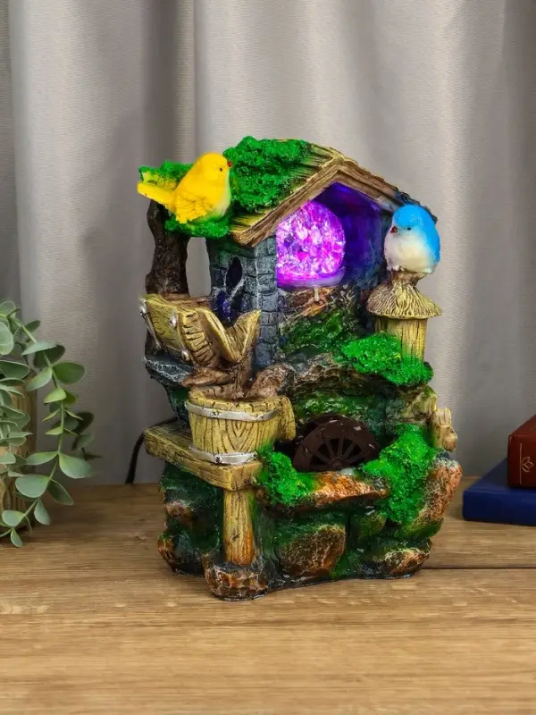 Фонтан "Птички на крыше" 24х15х12 см (с подсветкой)