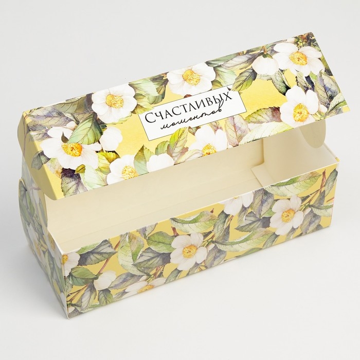 Кондитерская упаковка, коробка для кекса с окном, &laquo;Счастливых моментов&raquo;, 26 х 10 х 8 см