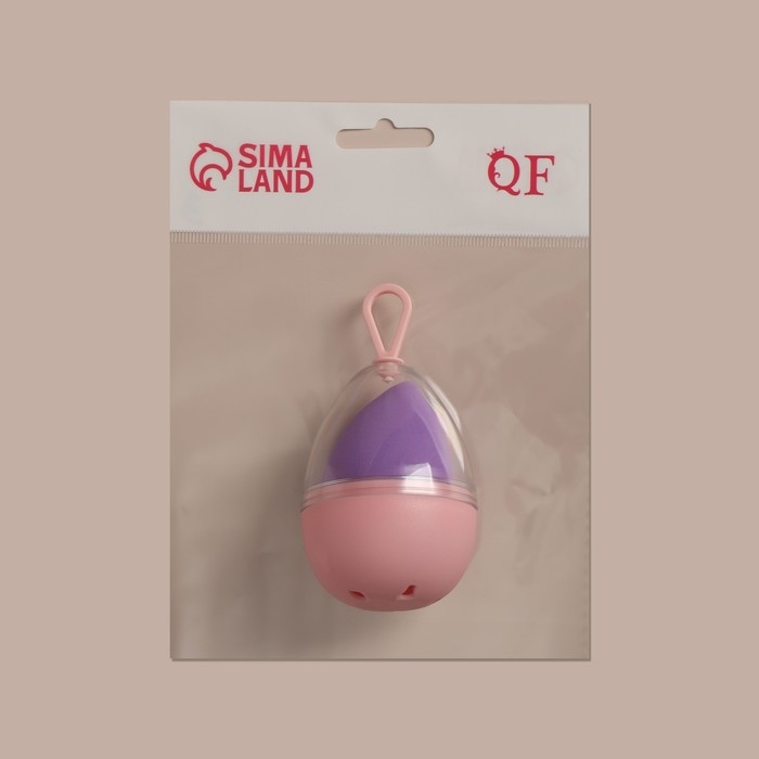 Скошенный спонж для макияжа &laquo;Капля&raquo;, 6 &times; 4 см, увеличивается при намокании, в футляре, цвет фиолетовый