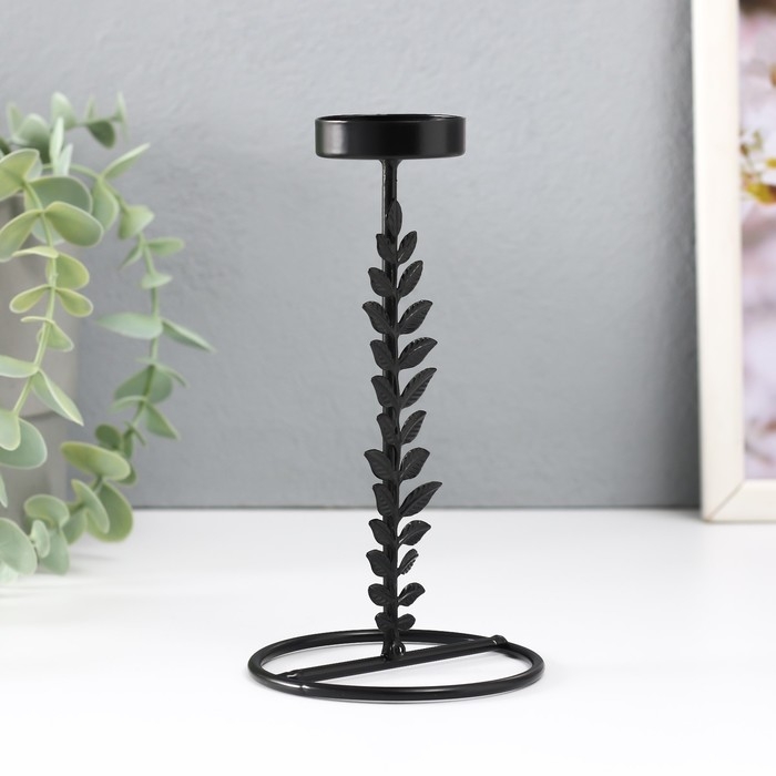 Подсвечник металл на 1 свечу "Веточка с листьями" d=4 см 8х8х13,5 см