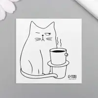 Переводная тату на тело чёрная &laquo;Котокофе&raquo;, 6&times;6 см