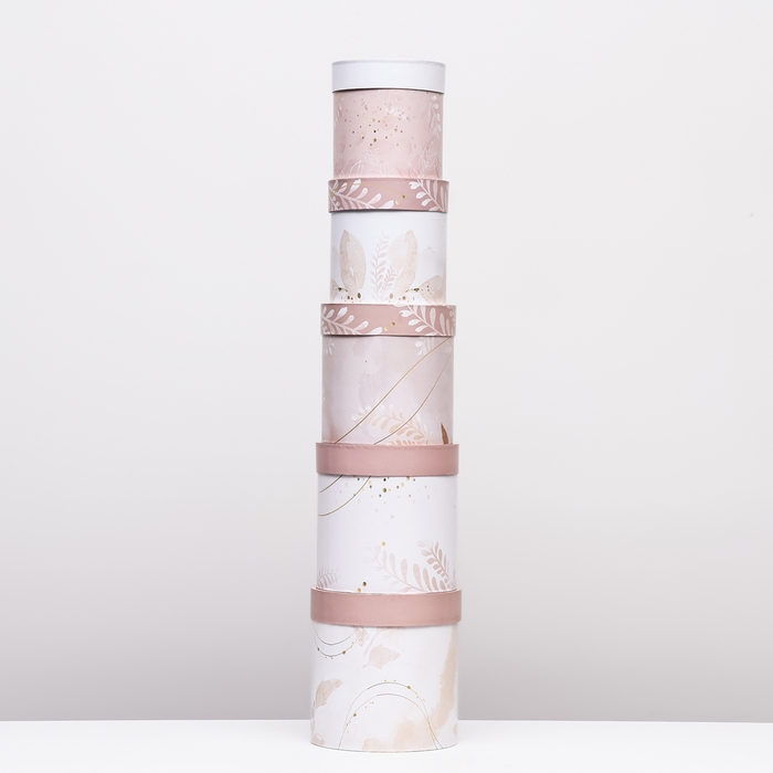 Набор круглых коробок 5 в 1 Набор круглых коробок 5 в 1 "Листья" , 20 х 20 -14 х 14 см