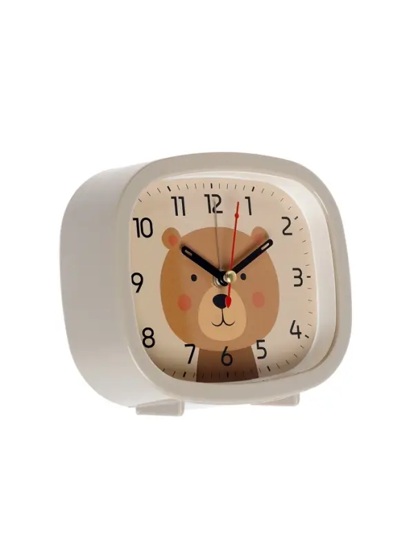 Будильник "Медежонок", плавный ход,  12.5х10.5 см, бежевый