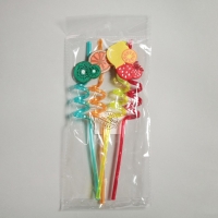 Трубочка из пластика &laquo;Фрукты&raquo;, набор 4 шт., МИКС