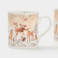 Набор кружек новогодних &laquo;Лесное чудо&raquo;, 2 шт., 220 мл, керамика, подарочная упаковка, бежевый