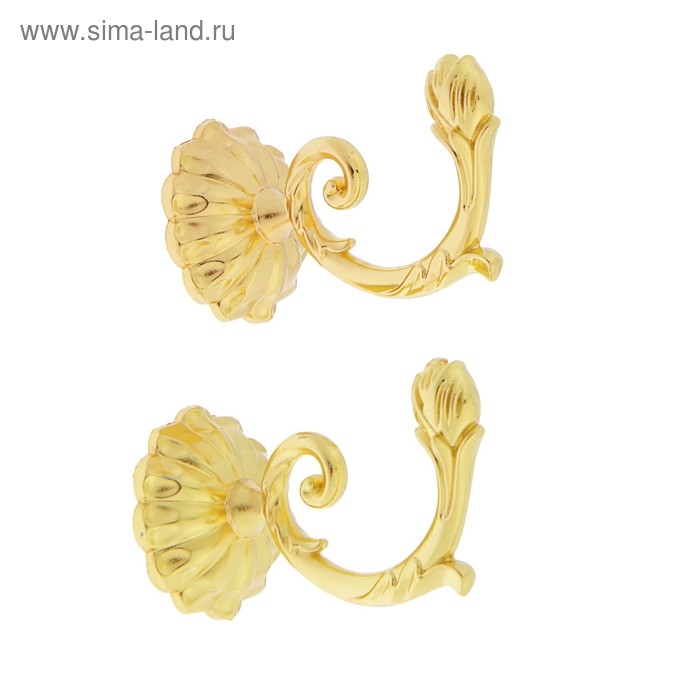 Крючок для штор ТУНДРА KS006, однорожковый, цвет золото