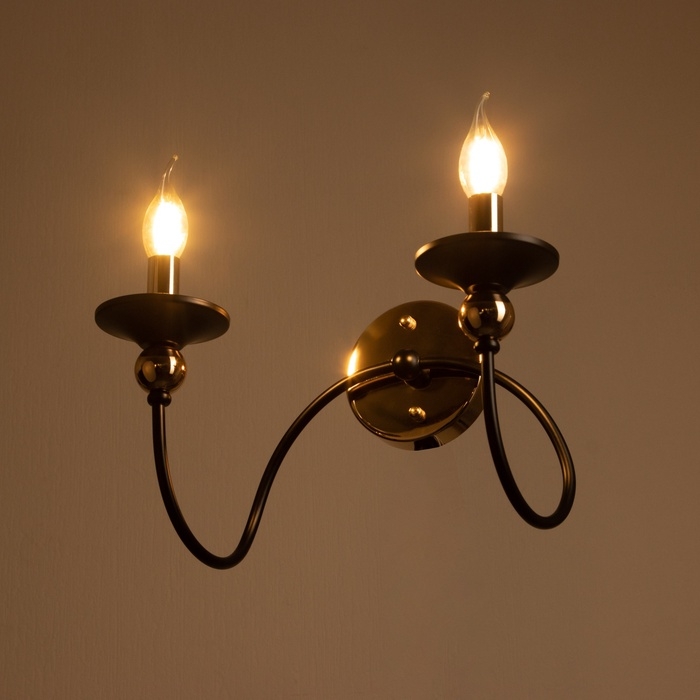 Бра "Милано" 2хЕ14 40Вт черно-золотой 36х26х24 см