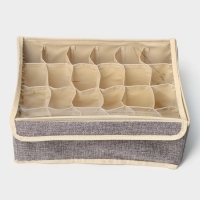 Органайзер для хранения белья с прозрачной крышкой Доляна &laquo;Тео&raquo;, 24 ячеек, 32&times;23&times;12 см, цвет серый