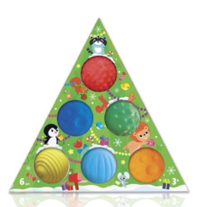 Подарочный новогодний набор развивающих тактильных мячиков &laquo;Волшебная ёлочка&raquo;, 6 шт.