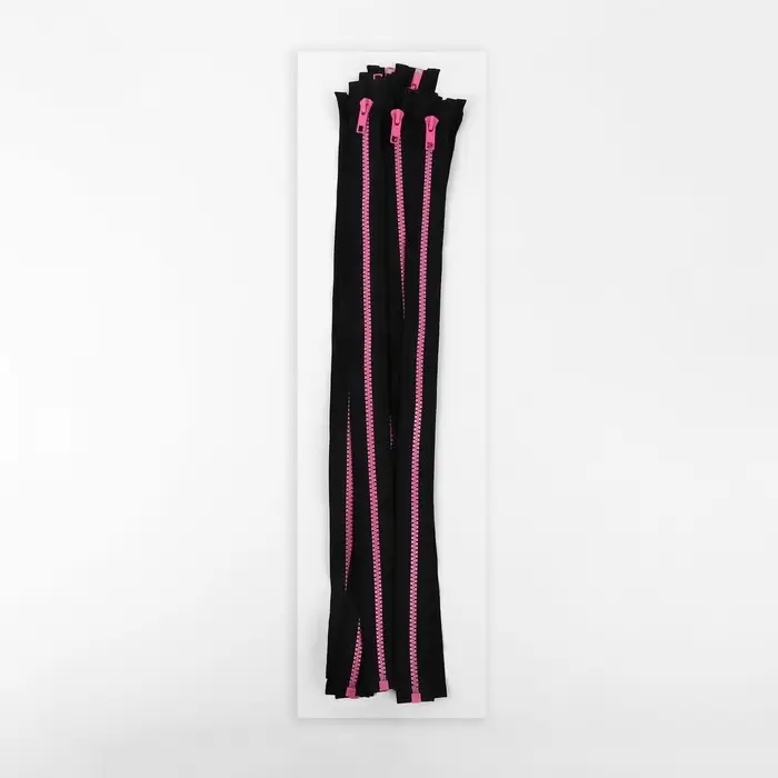 Молния &laquo;Трактор&raquo;, №5, разъёмная, замок автомат, 50 см, чёрная, розовая