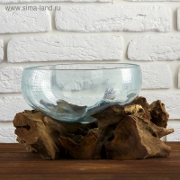 Вазон стекло на дереве "Забота" 20х25х25 см, МИКС