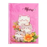 Записная книжка подарочная, 45 листов, линия, на замке Котики (16,3х12,7см)