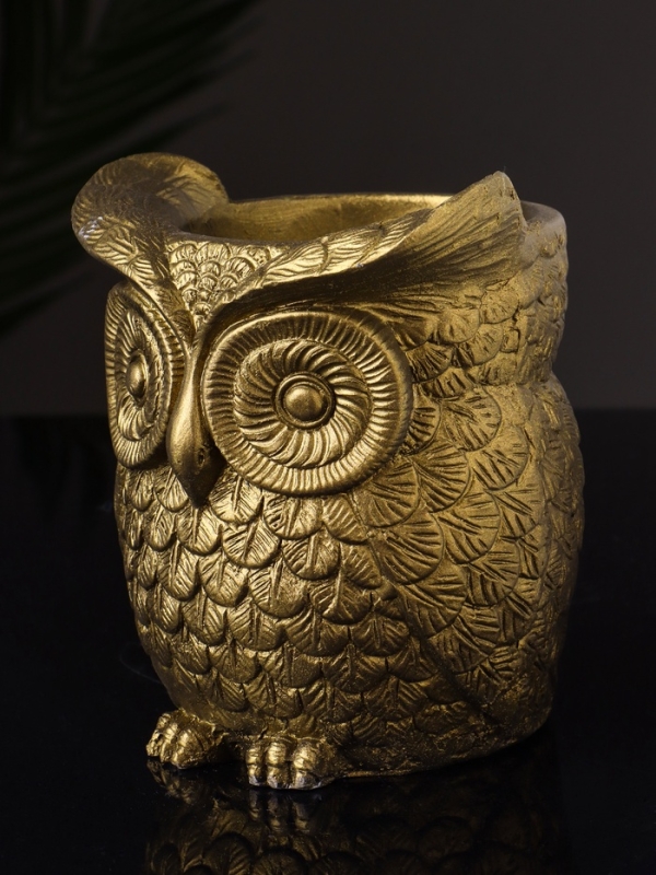 Кашпо "Совушка" 11х10х10 см, цвет латунь