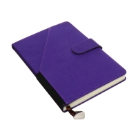 Ежедневник недатированный А5, 140л, клетка, к/зам, с ручкой, в подар. короб., Фиолетовый