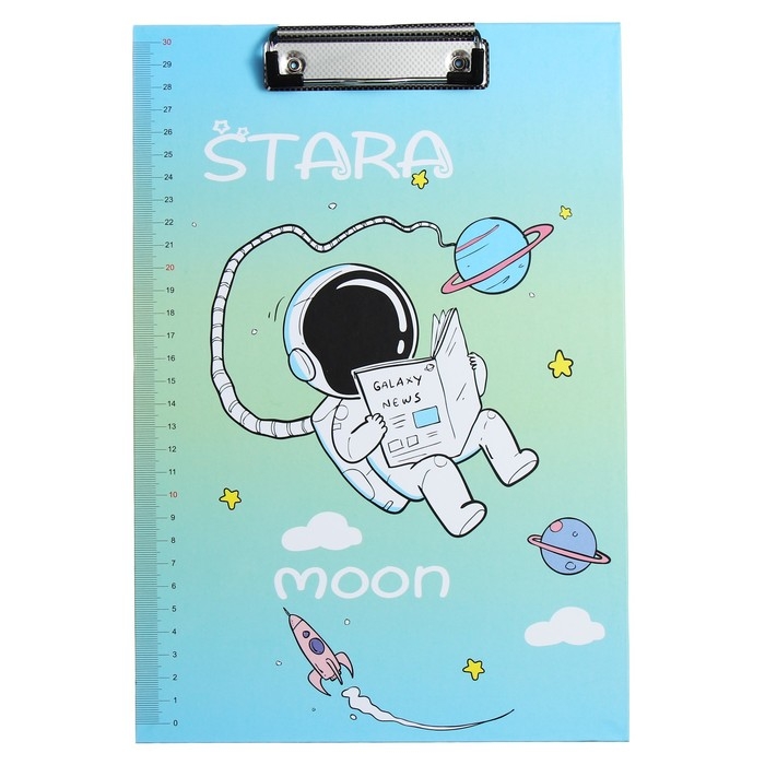 Планшет с прижимом формат А4 картон "Космонавт", МИКС
