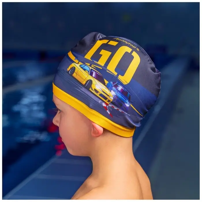 Шапочка для плавания детская ONLYTOP Swim GO, тканевая, обхват 46-52 см