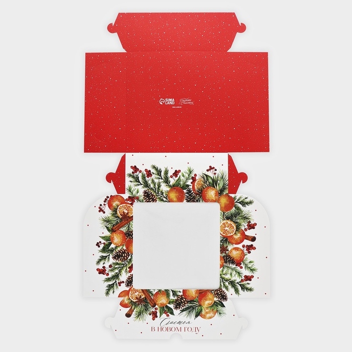 Коробка для капкейков и бенто-торта &laquo;Счастья в Новом году&raquo;, венок 25 х 25 х 10 см