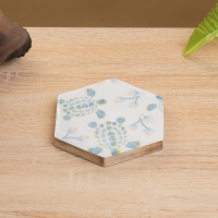 Подставка под горячее (набор 4 шт) "Черепаха и цветы" дерево манго 15х13х5 см