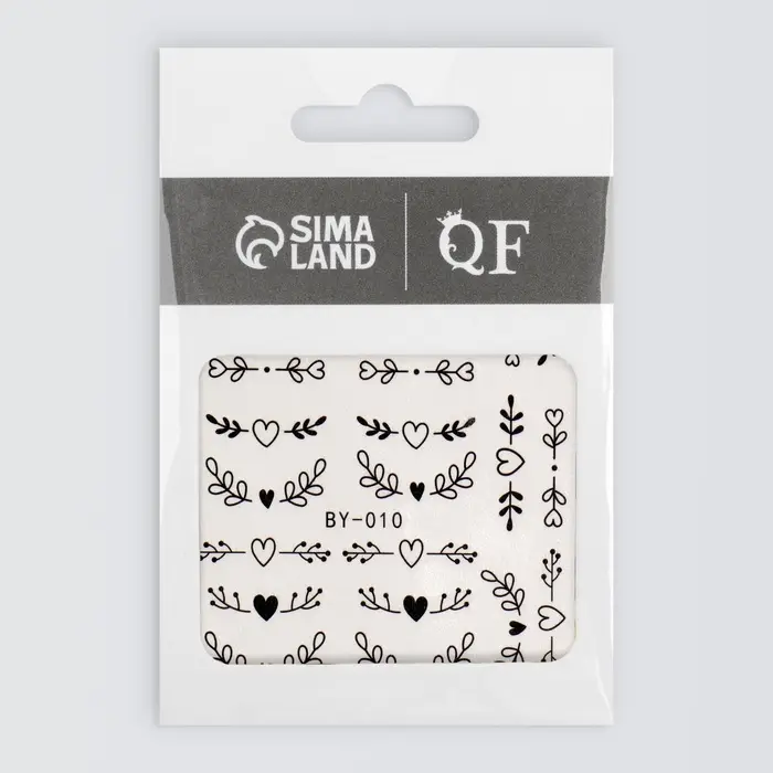 Слайдеры для ногтей &laquo;Сердечки и веточки&raquo;, чёрные