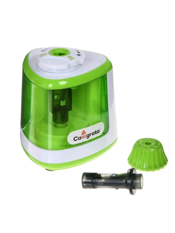 Точилка электрическая с контейнером (работает от двух пальчиковых батареек), МИКС