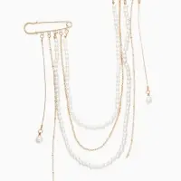 Булавки "Аксельбант", жемчуг, цвет белый в золоте