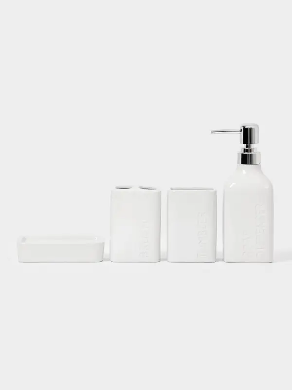 Набор для ванной "Кристаль", 4 предмета (дозатор для мыла, 2 стакана, мыльница)