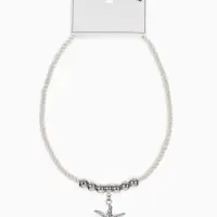 Кулон на жгуте текстильном "Морская звезда", цвет бело-серебристый