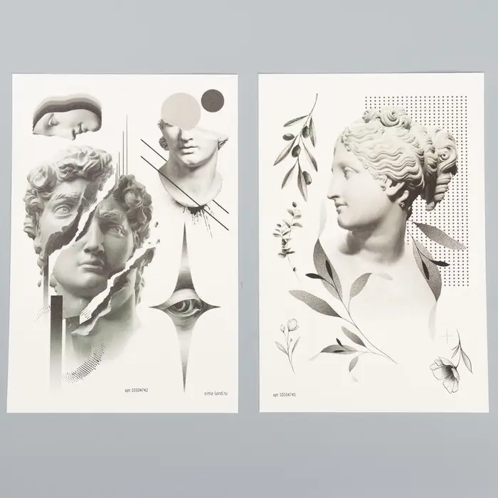 Переводные татуировки &laquo;Скульптура&raquo;, временные, 2 листа, тату &mdash; 9 шт.