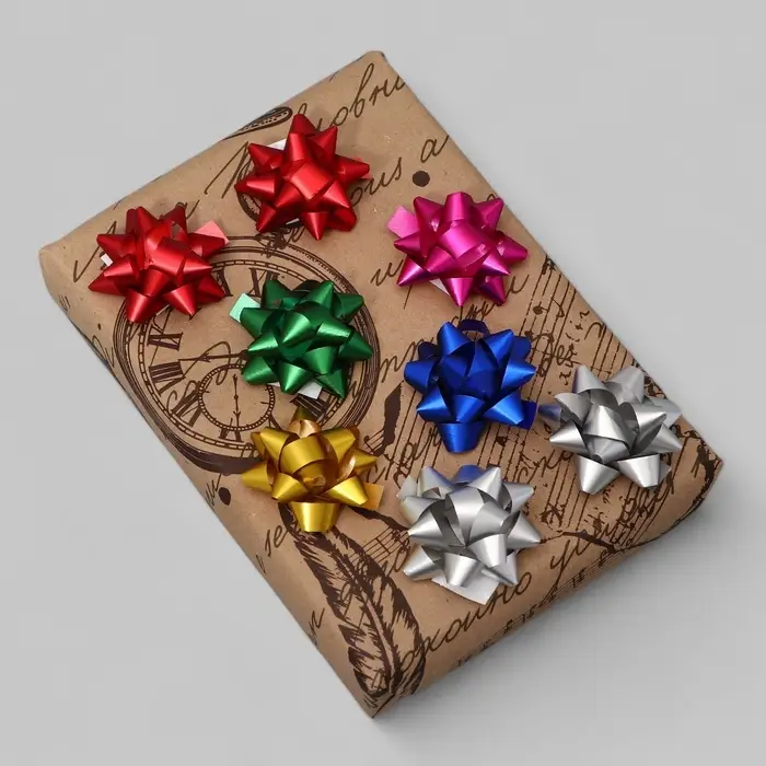 Бант - звезда №3.5, металлик, ассорти