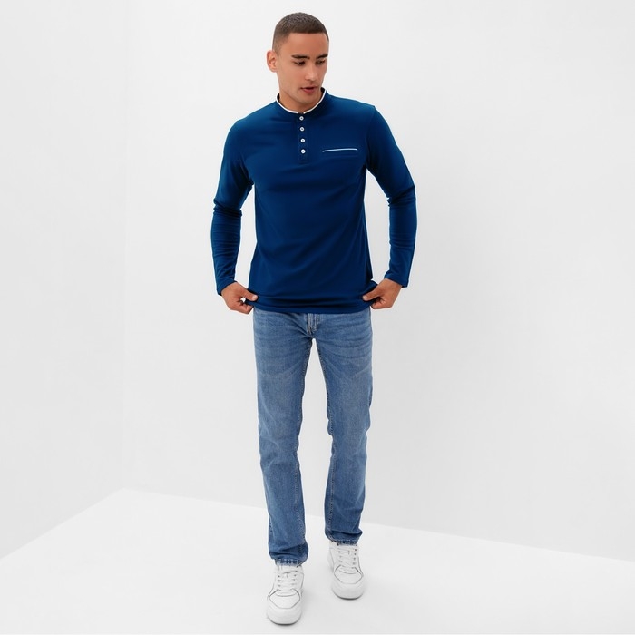 Футболка с дл. рукавом мужская MINAKU цвет синий, р-р 46 Футболка с дл. рукавом мужская MINAKU цвет синий, р-р 46