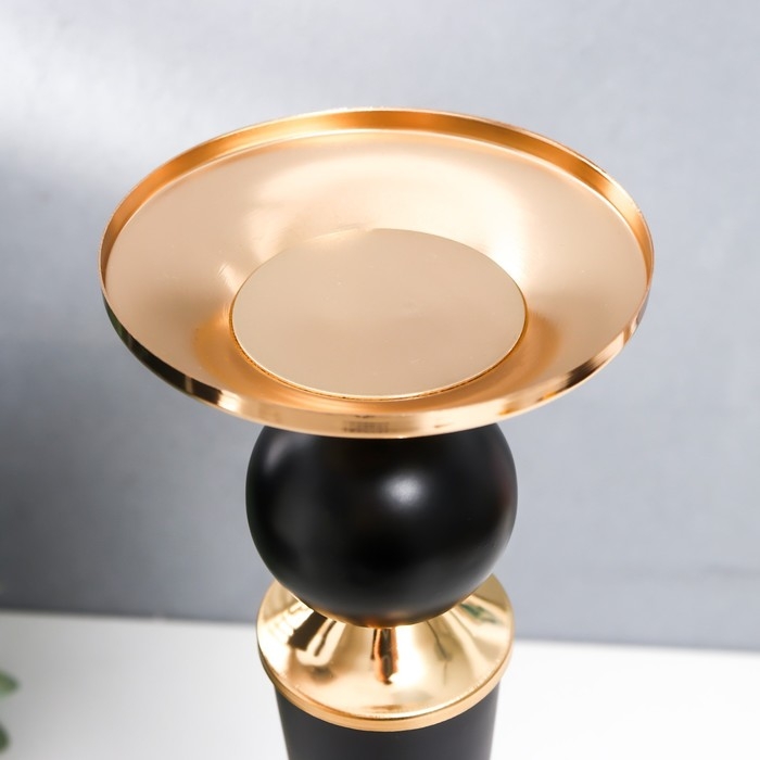 Подсвечник металл на 1 свечу "Давид" чёрный с золотом 33,3х11,5х11,5 см