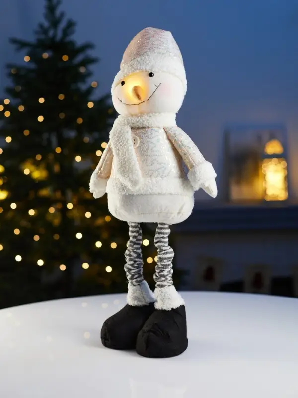 Фигура текстиль &laquo;Снеговик&raquo; 55-84 см, телеск-е ножки, 1LED, LR1130х3 (в компл.), Т/БЕЛЫЙ