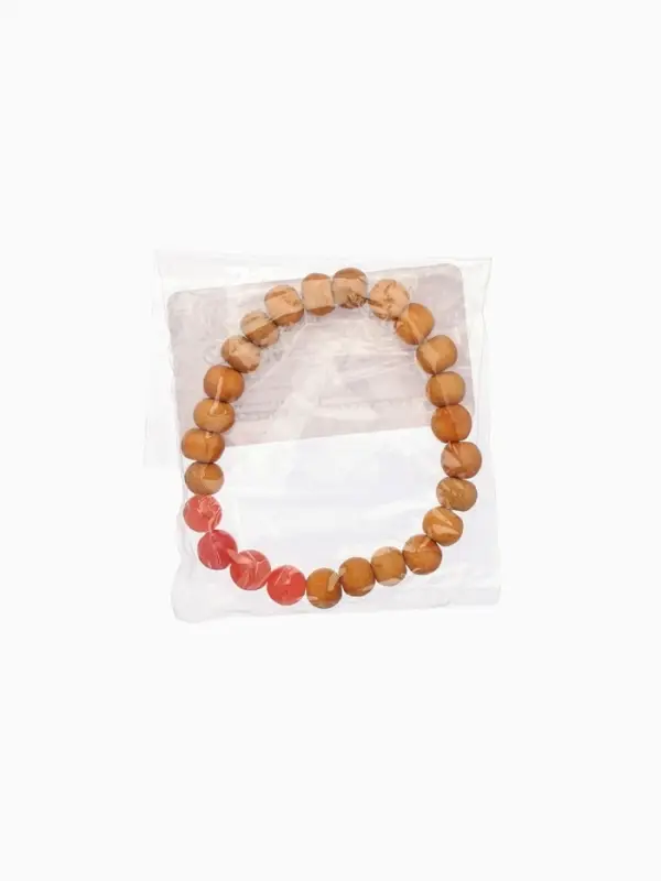 Браслет из сандалового дерева с агатом, длина 18 см, цв. красный