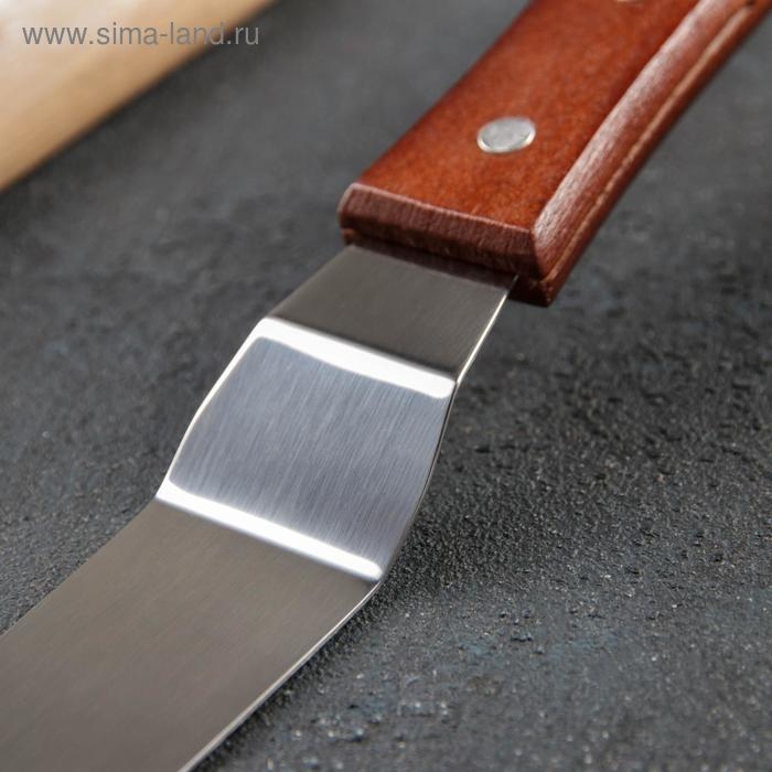 Кондитерская лопатка - палетка, изогнутая, 26 см, рабочая часть 14,5 см, цвет коричневый