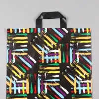 Пакет "Цветные линии", полиэтиленовый с петлевой ручкой, 38 х 34 + 3 см, 70 мкм