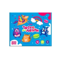 Тесто для лепки в коробке, тесто 1800 г, 18 цветов, 21форма, скалка