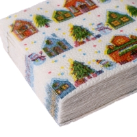 Салфетки новогодние бумажные &laquo;С Новым годом: домики&raquo;, однослойные, 24х24 см, 20 шт.