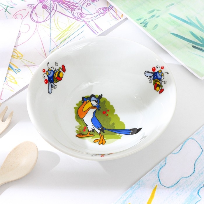 Салатник фарфоровый &laquo;Лесовичок&raquo;, 360 мл, d=14,5 см, рисунок микс