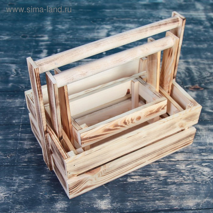 Набор кашпо деревянных подарочных Набор кашпо деревянных подарочных "Модерн", 3 в 1, с ручкой, экзотик