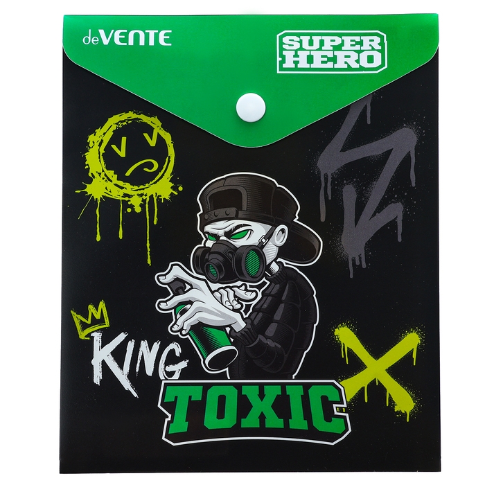 Папка-конверт на кнопке А6, 170 х 140мм, 180мкм, deVENTE SuperHero, тиснение фольгой, 3071231, МИКС