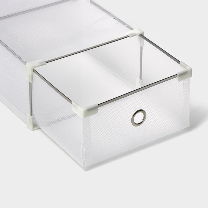 Коробка для хранения обуви выдвижная Доляна Middle size, 20&times;31&times;11 см, 3 шт, цвет белый