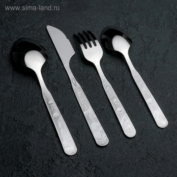 Набор столовых приборов &laquo;Топтыжка&raquo;, 4 предмета, толщина 1,5 мм
