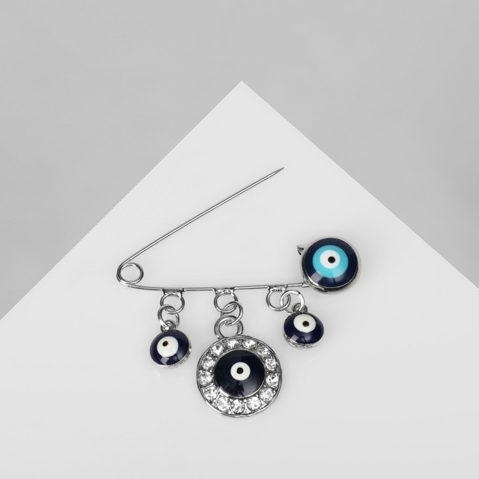 Булавка-оберег &laquo;Денежная, цвет бело-синий в серебре