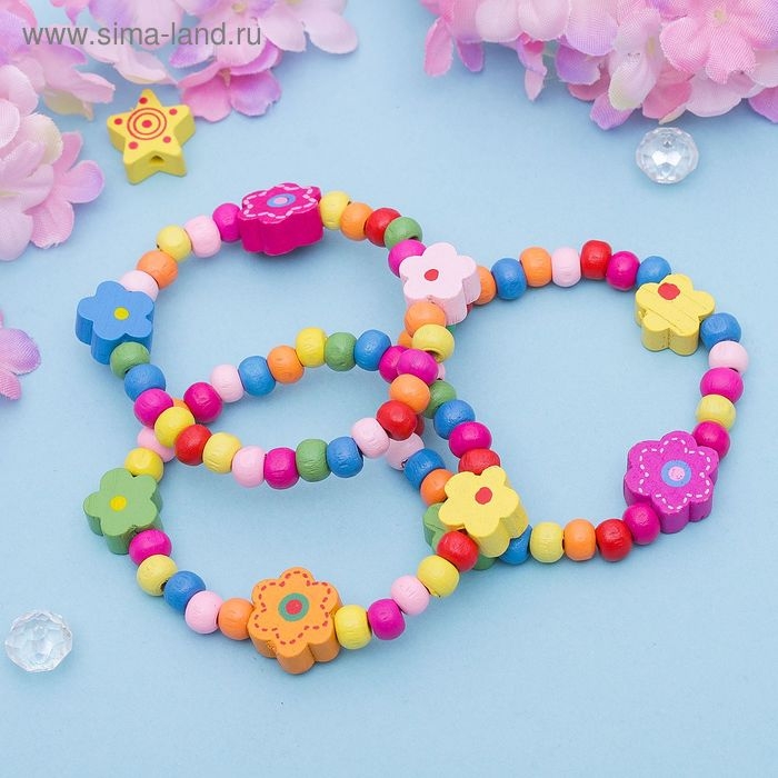 Браслет детский «Выбражулька» цветы радужные, цвет МИКС Браслет детский «Выбражулька» цветы радужные, цвет МИКС