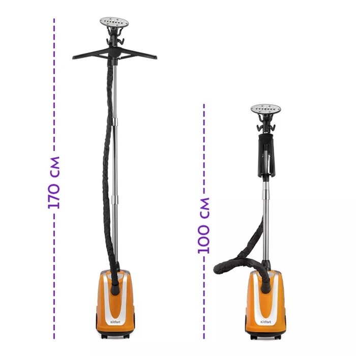 Отпариватель KT-9159, напольный, 2200 Вт, 3500 мл, 45 г/мин, оранжевый Отпариватель KT-9159, напольный, 2200 Вт, 3500 мл, 45 г/мин, оранжевый