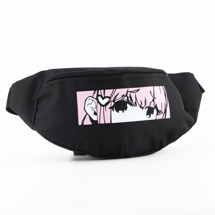 Сумка поясная &laquo;Аниме&raquo;, 32х8х15 см, отдел на молнии, наружный карман, цвет черный