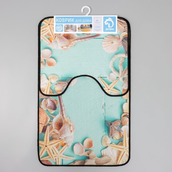 Набор ковриков для ванной и туалета Доляна &laquo;Ракушки&raquo;, 2 шт: 40&times;45, 45&times;75 см