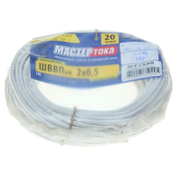 Провод "Мастер Тока" ШВВПбм, сечение 2х0.5 мм 2, 20 м, белый Провод "Мастер Тока" ШВВПбм, сечение 2х0.5 мм 2, 20 м, белый