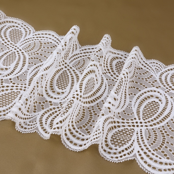 Кружевная эластичная ткань, 180 мм &times; 23 &plusmn; 1 м, цвет белый